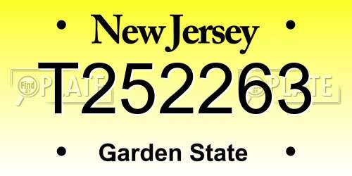 T252263 New Jersey License Plate