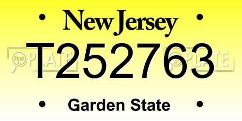 T252763 New Jersey License Plate