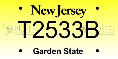T2533B New Jersey License Plate