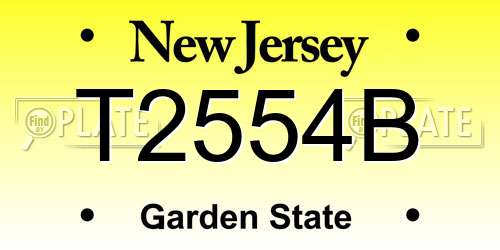 T2554B New Jersey License Plate