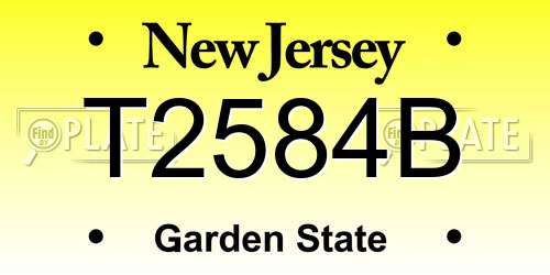T2584B New Jersey License Plate