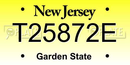 T25872E New Jersey License Plate
