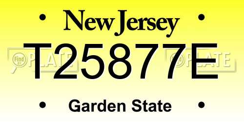 T25877E New Jersey License Plate