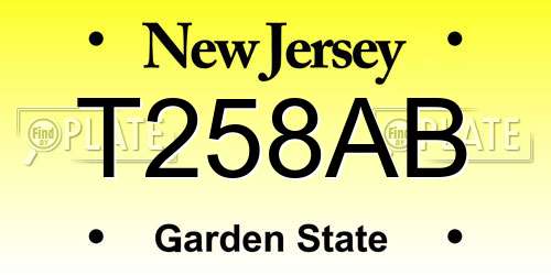 T258AB New Jersey License Plate