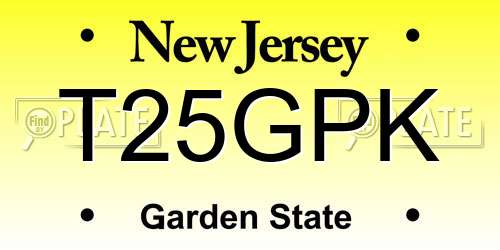 T25GPK New Jersey License Plate