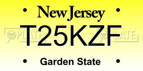 T25KZF New Jersey License Plate