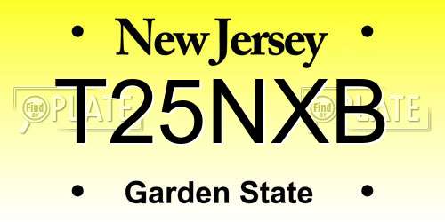 T25NXB New Jersey License Plate