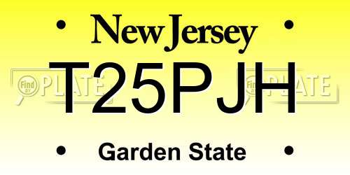 T25PJH New Jersey License Plate