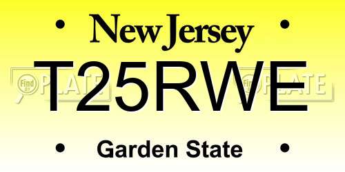 T25RWE New Jersey License Plate