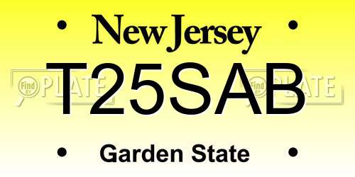 T25SAB New Jersey License Plate