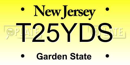 T25YDS New Jersey License Plate