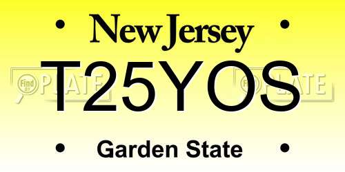 T25YOS New Jersey License Plate