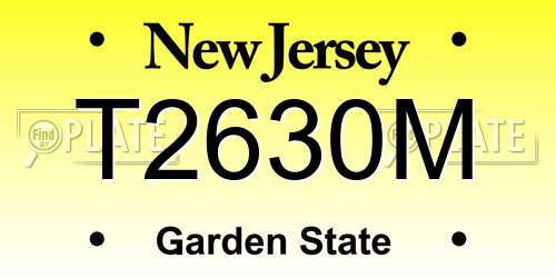 T2630M New Jersey License Plate