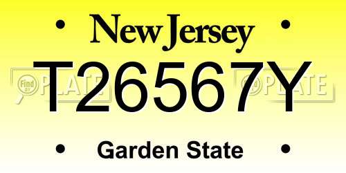 T26567Y New Jersey License Plate