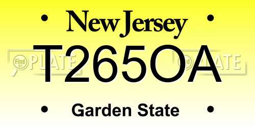 T265OA New Jersey License Plate