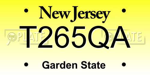 T265QA New Jersey License Plate