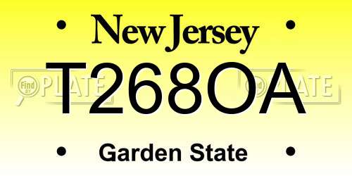 T268OA New Jersey License Plate