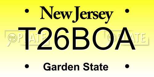 T26BOA New Jersey License Plate