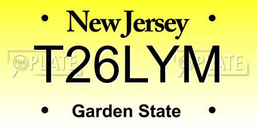 T26LYM New Jersey License Plate