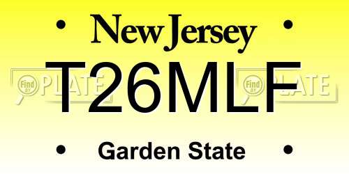 T26MLF New Jersey License Plate