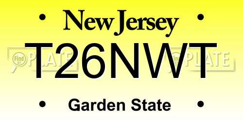 T26NWT New Jersey License Plate