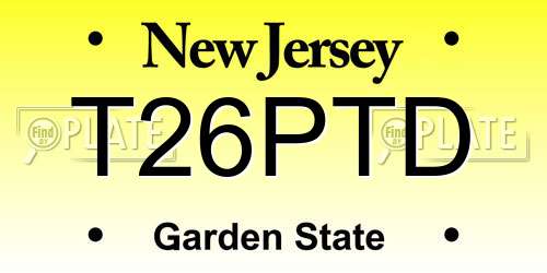 T26PTD New Jersey License Plate