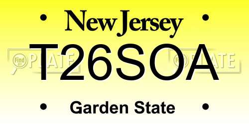 T26SOA New Jersey License Plate