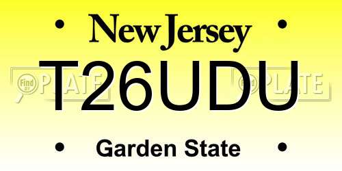 T26UDU New Jersey License Plate