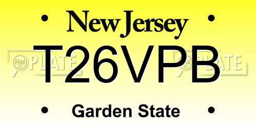 T26VPB New Jersey License Plate