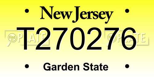 T270276 New Jersey License Plate