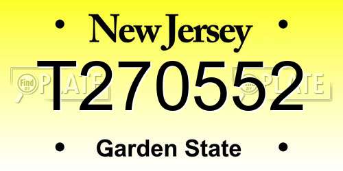 T270552 New Jersey License Plate