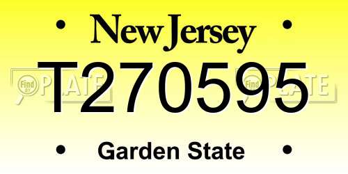 T270595 New Jersey License Plate