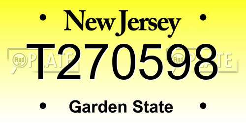 T270598 New Jersey License Plate