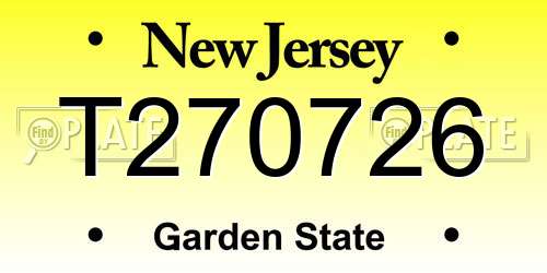 T270726 New Jersey License Plate
