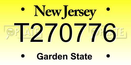 T270776 New Jersey License Plate