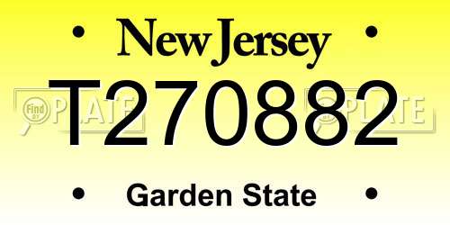 T270882 New Jersey License Plate