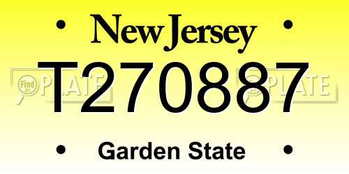 T270887 New Jersey License Plate