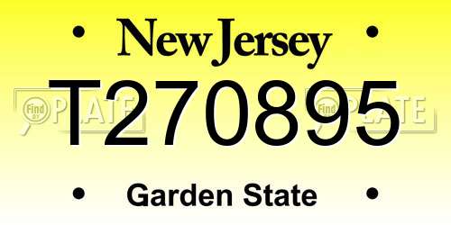 T270895 New Jersey License Plate