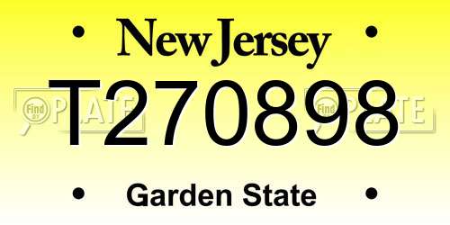 T270898 New Jersey License Plate