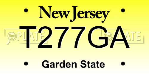 T277GA New Jersey License Plate