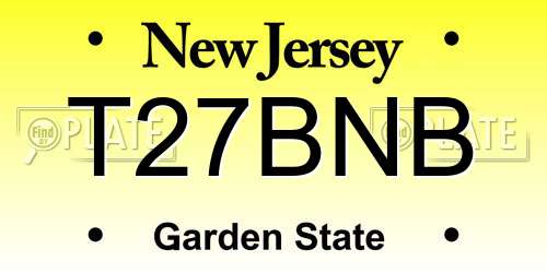 T27BNB New Jersey License Plate