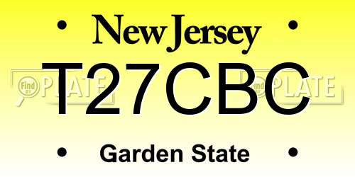 T27CBC New Jersey License Plate
