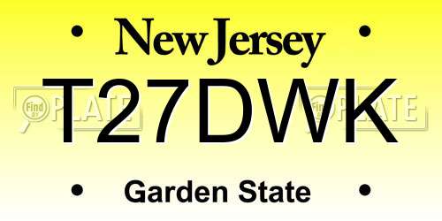 T27DWK New Jersey License Plate
