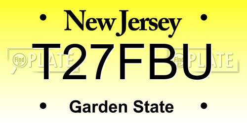 T27FBU New Jersey License Plate