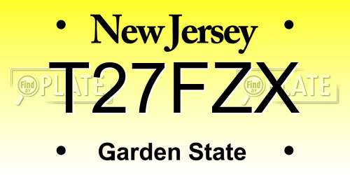 T27FZX New Jersey License Plate