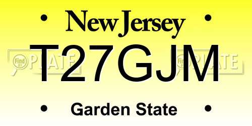 T27GJM New Jersey License Plate