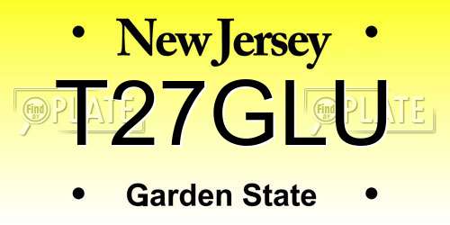 T27GLU New Jersey License Plate