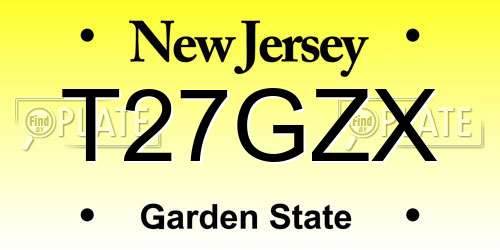 T27GZX New Jersey License Plate