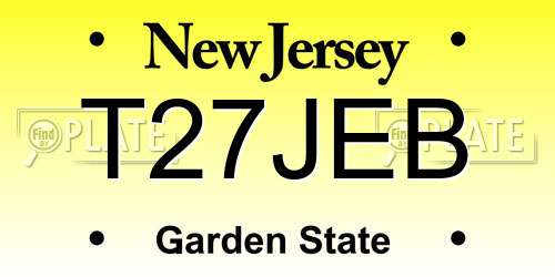 T27JEB New Jersey License Plate