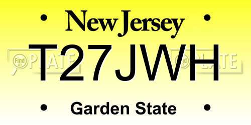 T27JWH New Jersey License Plate